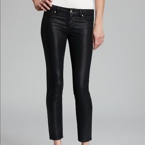 Paige black silk skinny jeans